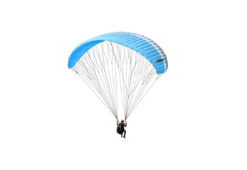Bright colorful parachute on on transparent background, isolated. png file. Concept of extreme sport, taking adventure/ challenge. - obrazy, fototapety, plakaty