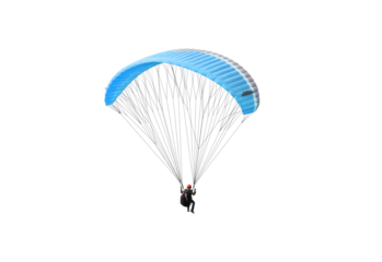 Bright colorful parachute on on transparent background, isolated. png file. Concept of extreme sport, taking adventure/ challenge.