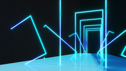 Abstract background technology neon light background,mock up stage for product presentation,3D rendering