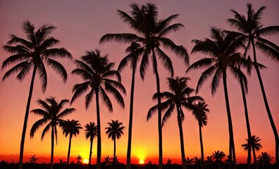 Fototapeta na wymiar Tropical Palms and Water AI Generated Art Illustration