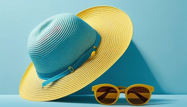 women's hat . Sunglasses isolated background. Cartoon  close-up Generative AI