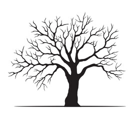 Old black Tree. Vectro Illustration. Outline graphic and isolated.