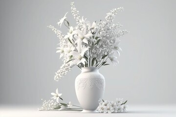 A beautiful bouquet of flowers in a vase for a holiday. On a white background.