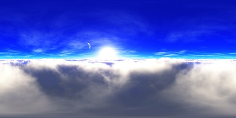 Panorama of clouds, HDRI, environment map , Round panorama, spherical panorama, equidistant projection, panorama 360, planet earth view from orbit, 3D rendering