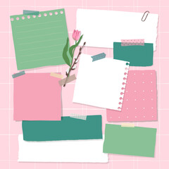 Collection of various notes paper. Colorful sticky note.
