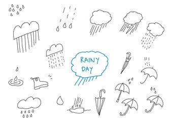 Rain icons set. Weather icon collection. Rainy day symbol set. Vector