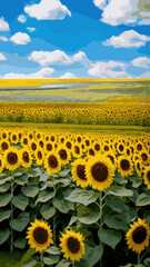 Obraz premium Summer landscape with blooming sunflower
