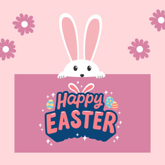 Happy easter holiday,  easter eggs and bunny in the background vector illustration