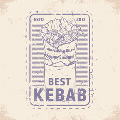Doner kebab vintage logotype monochrome
