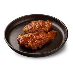 Pork meat smothered in gravy