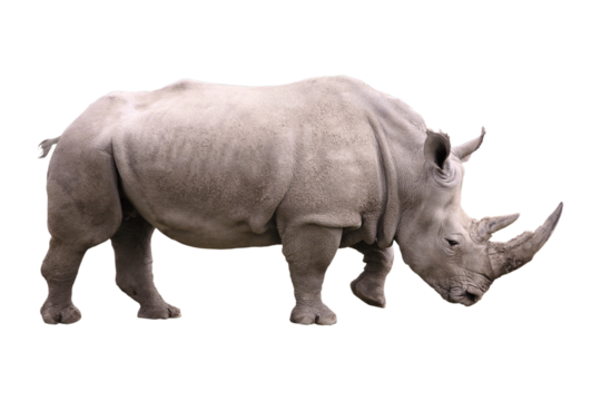 Big african Rhino isolated with no background