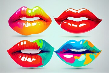Obraz premium Isolated Bright Colorful Plump Lips. Generative AI