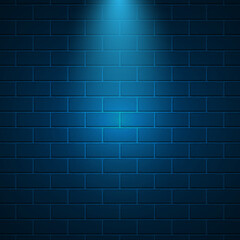 Brick wall background with blue light