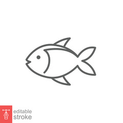 Fish line icon. Simple outline style. Sea life, tuna, pisces concept for food template design. Vector illustration isolated on white background. Editable stroke EPS 10.