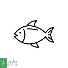 Fish line icon. Simple outline style. Sea life, tuna, pisces concept for food template design. Vector illustration isolated on white background. EPS 10.