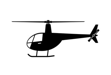 Black helicopter vector icon on white background