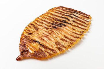 Grilled squid on a white background