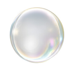Single Soap Bubble. Isolated on white transparent Background