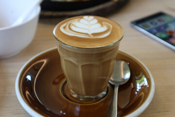 Piccolo latte or piccolo in coffee shop. Piccolo Latte is a ristretto shot topped with warm and silky milk.