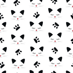 Cats seamless vector design. Animal background template for fabric, cards, t-shirts.