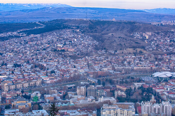 Tbilisi, Georgia - January 30, 2023 : top view of Tbilisi