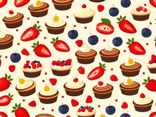 seamless pattern with cupcakes