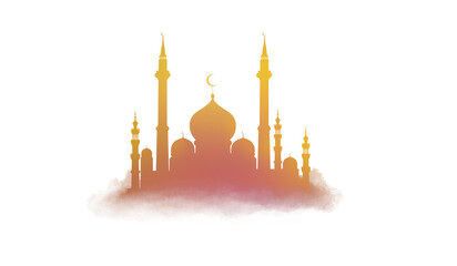  Mosque watercolor illustration in white background