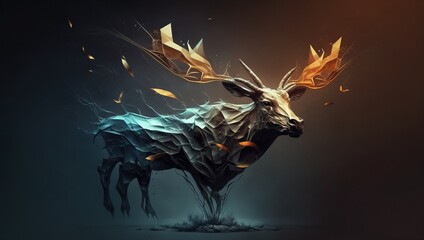 Abstract Doe, a gazelle-looking Animal wallpaper. low poly Deer background generative ai	