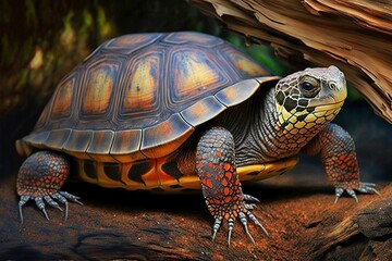 Obraz premium illustration, rhinodemmys pulcherrima turtle, generative ai