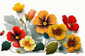 Bright flowers. Isolated on white background