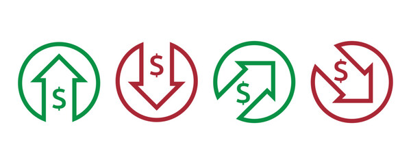 Dollar increase decrease dollar price icon dollar exchange rate money symbol eps10