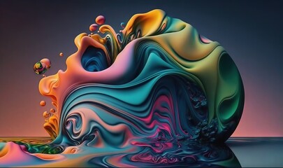  an abstract painting of a wave of liquid flowing over a body of water.  generative ai