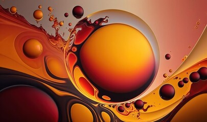  an abstract painting of orange and red bubbles and bubbles on a white background.  generative ai