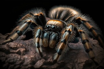 illustration, hameriiseen tarantula species on black background, ai generative