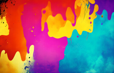 Abstract grunge art background texture with colorful paint splashes.