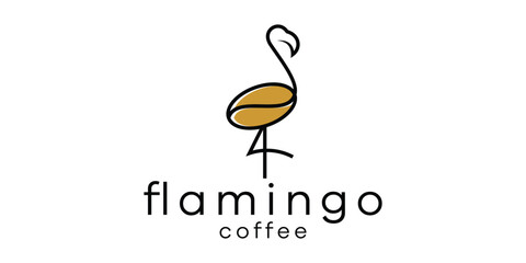 coffee and flamingo line logo vector illustration © Mas_W