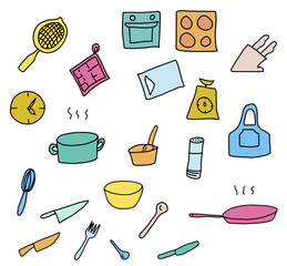 Kitchen icons set. Cooking icon collection. Foodmaking symbol set. Vector with colours