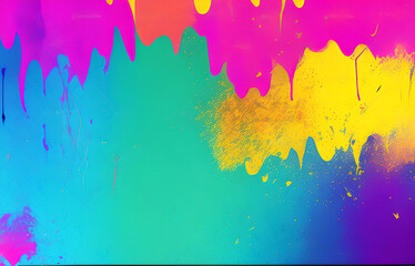 Abstract grunge art background texture with colorful paint splashes.