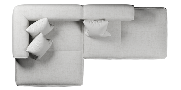 Top view of sofa with cushions