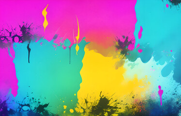 Abstract grunge art background texture with colorful paint splashes.