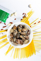 Today's menu is clam pasta