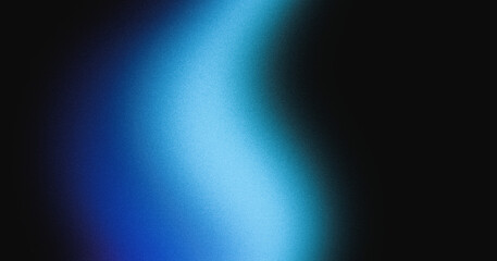 Abstract blue colors gradient wave on black background, blurry lights on dark noise texture, copy space - obrazy, fototapety, plakaty