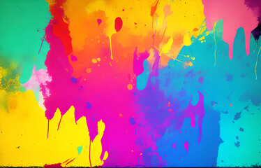 Abstract grunge art background texture with colorful paint splashes.