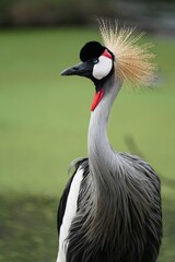 gray crowned crane Its large gray and black body is covered with many golden hairs around its head, like a crown. It has many beautiful postures. © nopwaratch