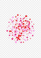 Fond Confetti Background Transparent Vector. Present Texture Heart. Red Fall Illustration. Pink Confetti Celebration Frame. Tender Birthday Pattern.