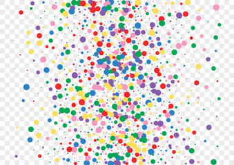 Multicolored Polka Background Transparent Vector. Dot Fun Design. Colorful Geometric. Bright Geometric Flying. Round Abstract Illustration.