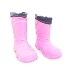 Pink Eva winter boots isolated on a white background