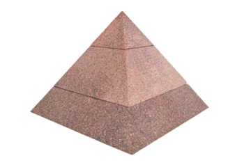 Stone pyramid isolated on a white background. Granite pyramide