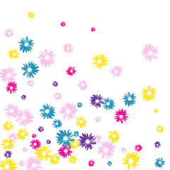 Bright Chamomile Background White Vector. Plant Exotic Textile. Pink Leaf Imitate. Festive Template. Wrap Yellow Petal.