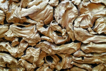 Gold-painted wooden panels arranged for the background image.